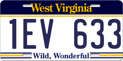 WV license plate 1EV633