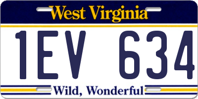 WV license plate 1EV634