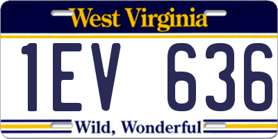 WV license plate 1EV636