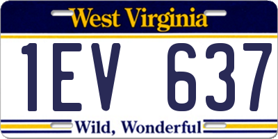 WV license plate 1EV637