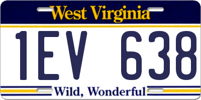 WV license plate 1EV638