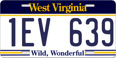 WV license plate 1EV639