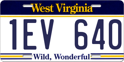 WV license plate 1EV640