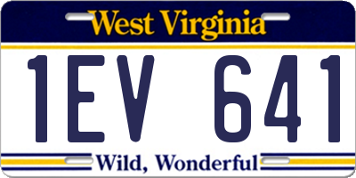 WV license plate 1EV641