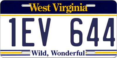 WV license plate 1EV644
