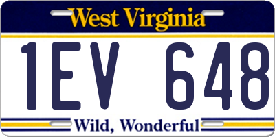 WV license plate 1EV648
