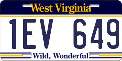 WV license plate 1EV649
