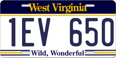 WV license plate 1EV650