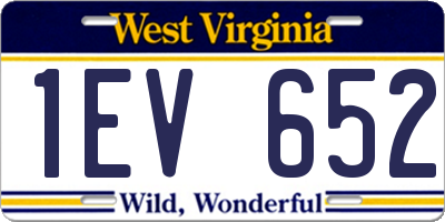 WV license plate 1EV652