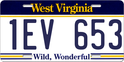 WV license plate 1EV653