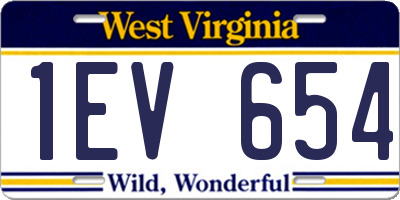 WV license plate 1EV654