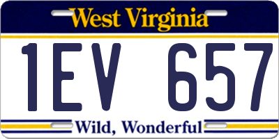 WV license plate 1EV657