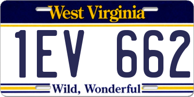 WV license plate 1EV662