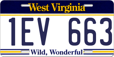 WV license plate 1EV663