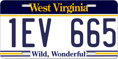WV license plate 1EV665