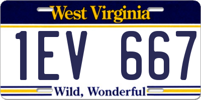 WV license plate 1EV667