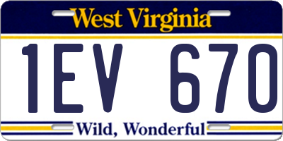 WV license plate 1EV670