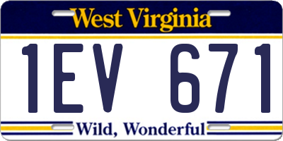 WV license plate 1EV671