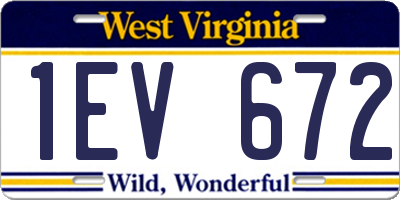WV license plate 1EV672