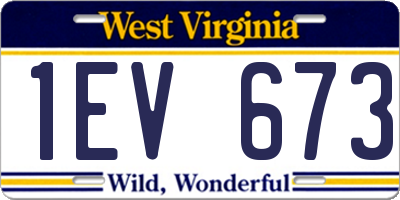 WV license plate 1EV673