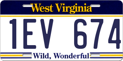 WV license plate 1EV674
