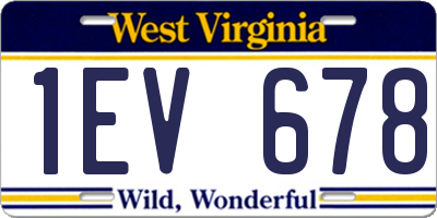 WV license plate 1EV678