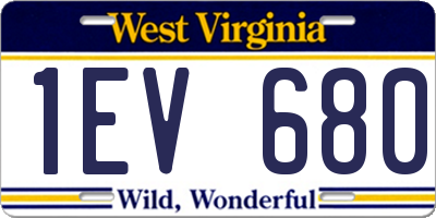 WV license plate 1EV680