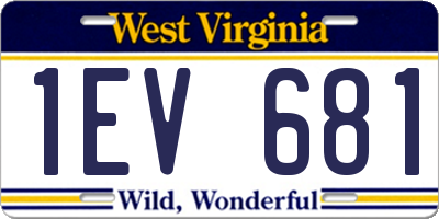 WV license plate 1EV681