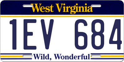 WV license plate 1EV684