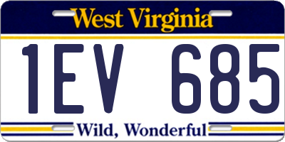 WV license plate 1EV685