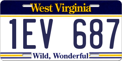 WV license plate 1EV687