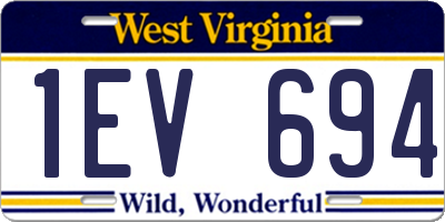 WV license plate 1EV694
