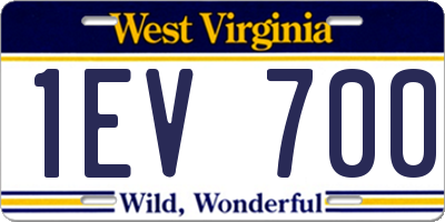 WV license plate 1EV700