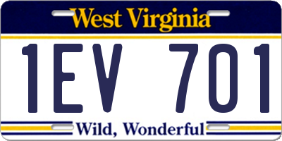 WV license plate 1EV701