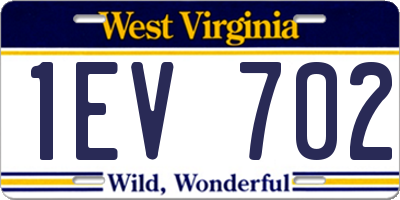 WV license plate 1EV702