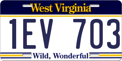 WV license plate 1EV703