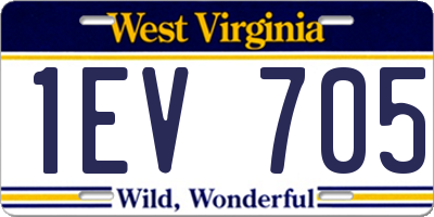 WV license plate 1EV705