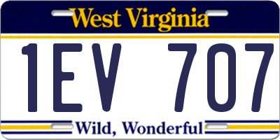 WV license plate 1EV707