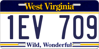 WV license plate 1EV709