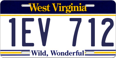 WV license plate 1EV712