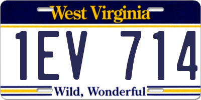 WV license plate 1EV714