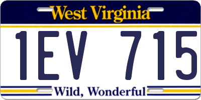 WV license plate 1EV715