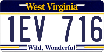 WV license plate 1EV716