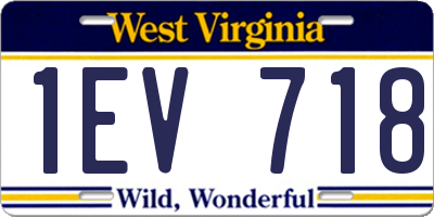 WV license plate 1EV718