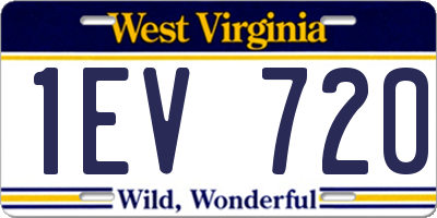 WV license plate 1EV720