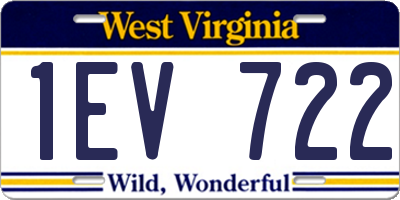 WV license plate 1EV722