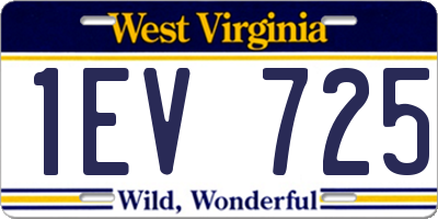 WV license plate 1EV725