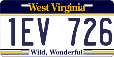 WV license plate 1EV726