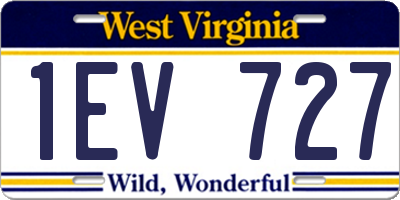 WV license plate 1EV727