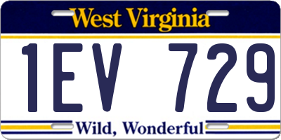 WV license plate 1EV729